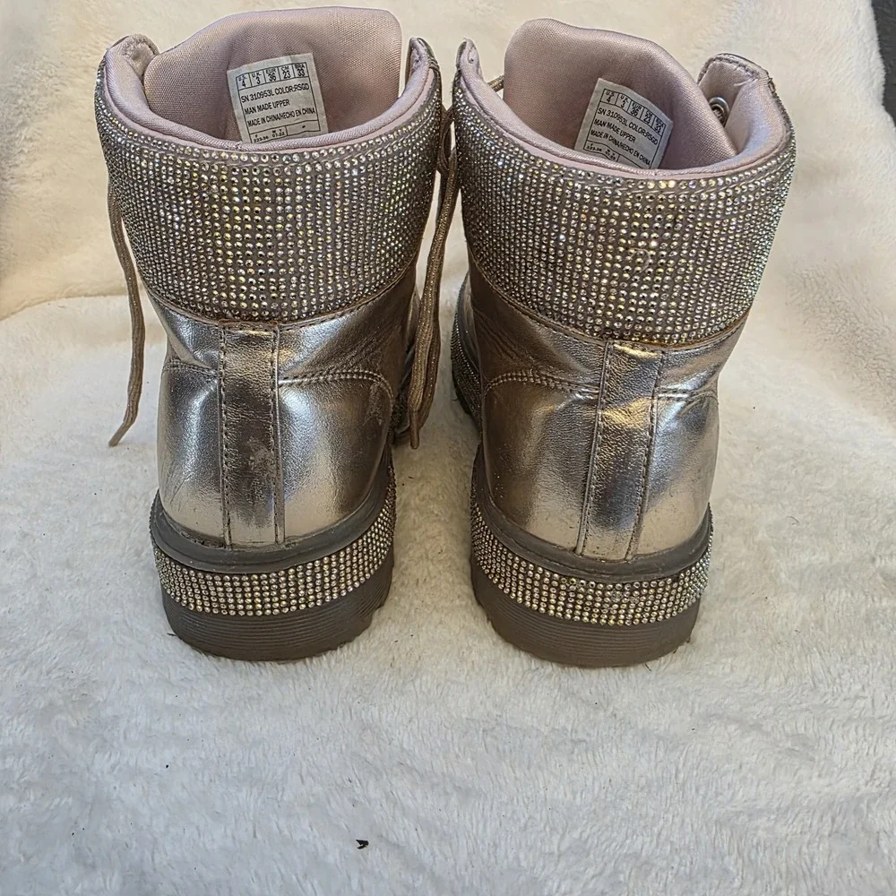 Skechers Rose Gold Girls Boots with Rinestones Size US 4 EUR 36‎